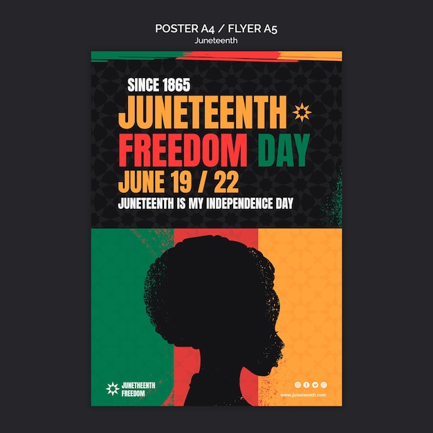 Free PSD juneteenth celebration vertical poster template