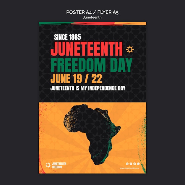 Free PSD juneteenth celebration vertical poster template