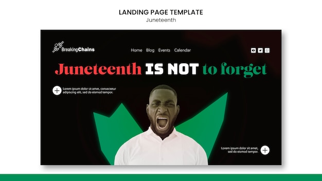 Free PSD juneteenth landing page design template