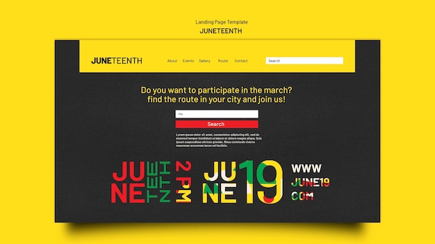 Free PSD juneteenth landing page template