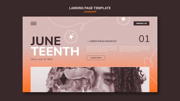 Free PSD juneteenth landing page template