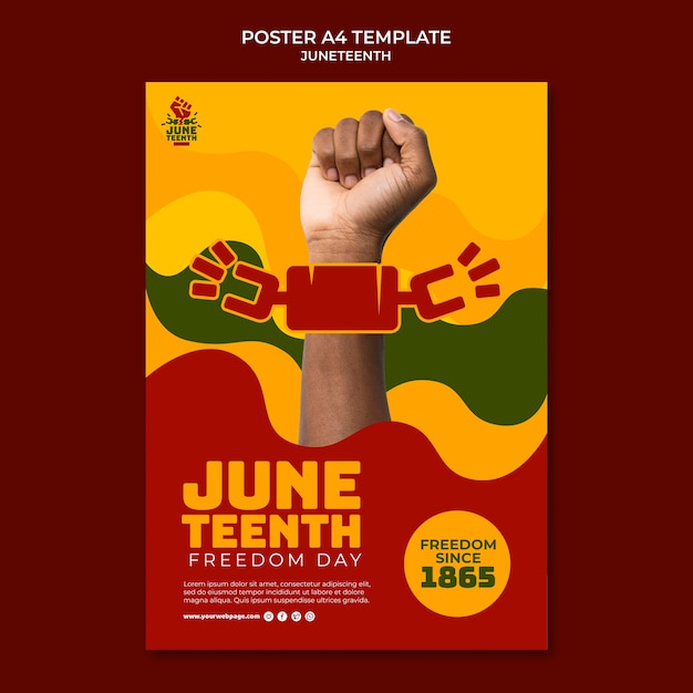 Juneteenth vertical poster template with hand and broken chain