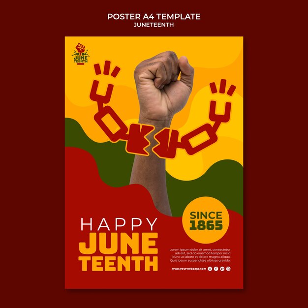 Juneteenth vertical poster template with hand and broken chain