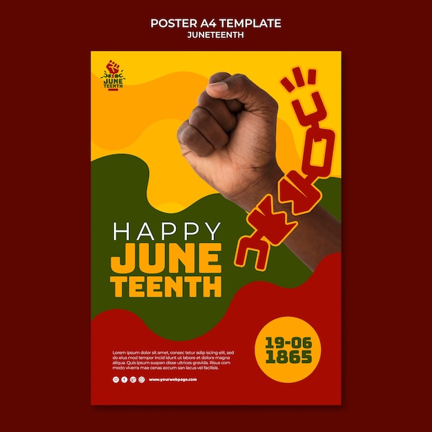 Juneteenth vertical poster template with hand and broken chain