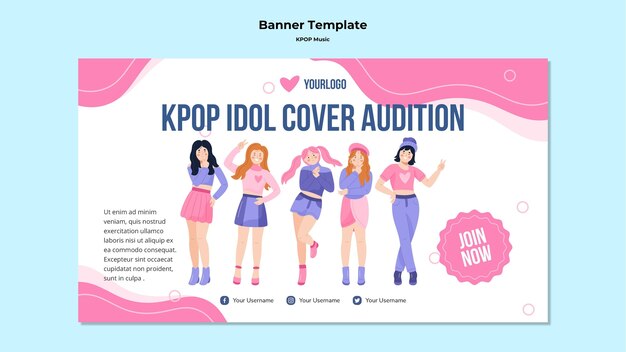 K-pop horizontal banner template