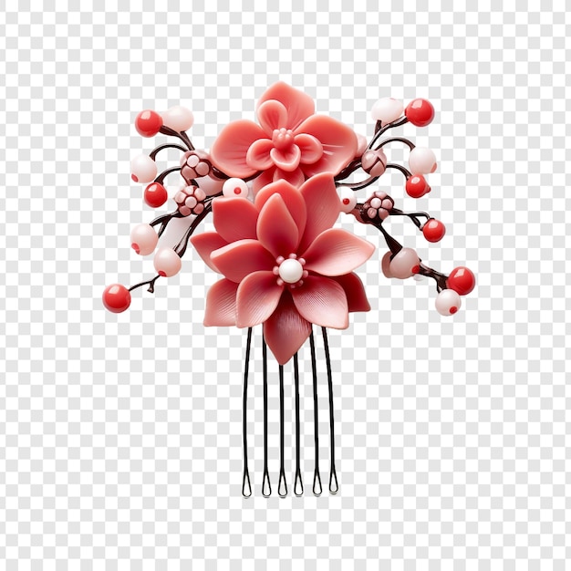 Free PSD kanzashi japanese hair ornament jewellery isolated on transparent background