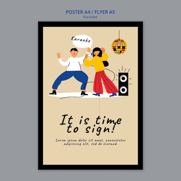 Free PSD karaoke fun vertical poster template