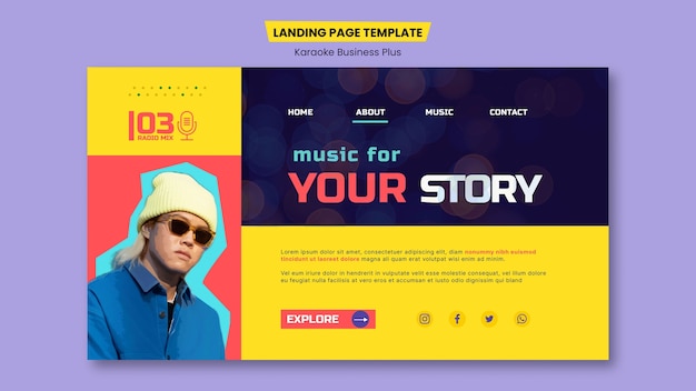 Free PSD karaoke party landing page template