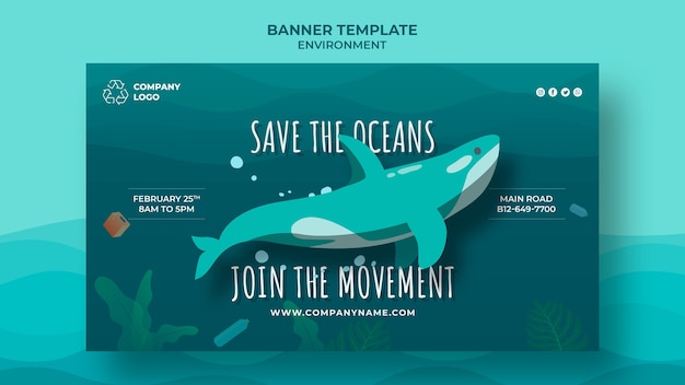 Free PSD keep the ocean clean banner template