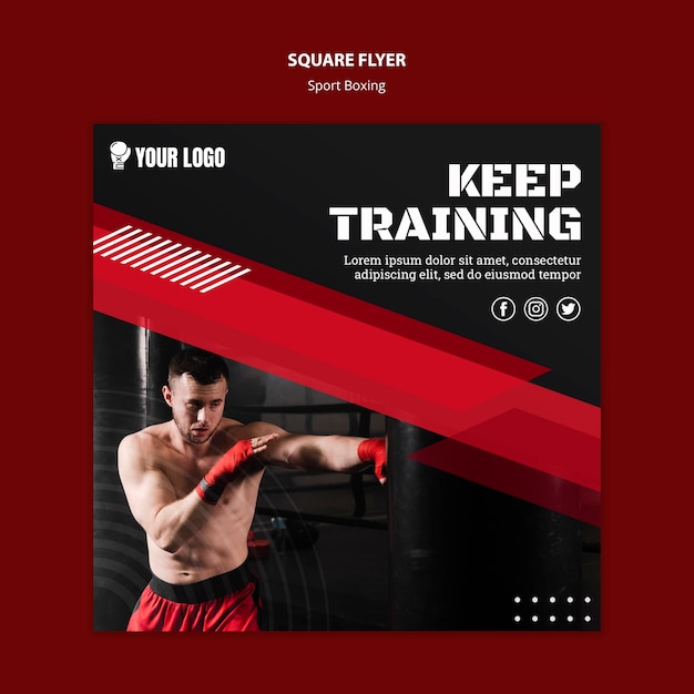 Keep training square flyer print template