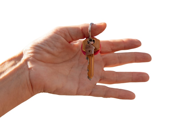 Keys held in hand isolated