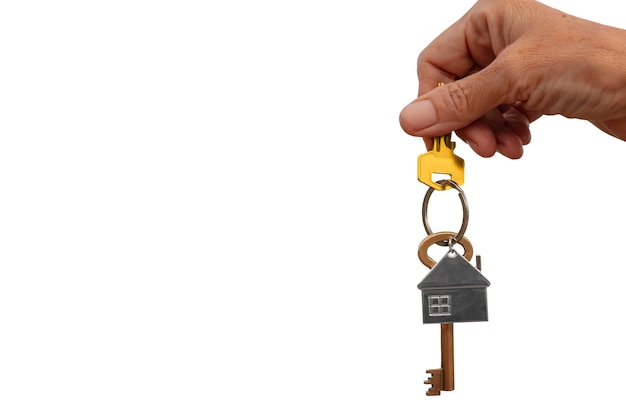 Free PSD keys held in hand isolated