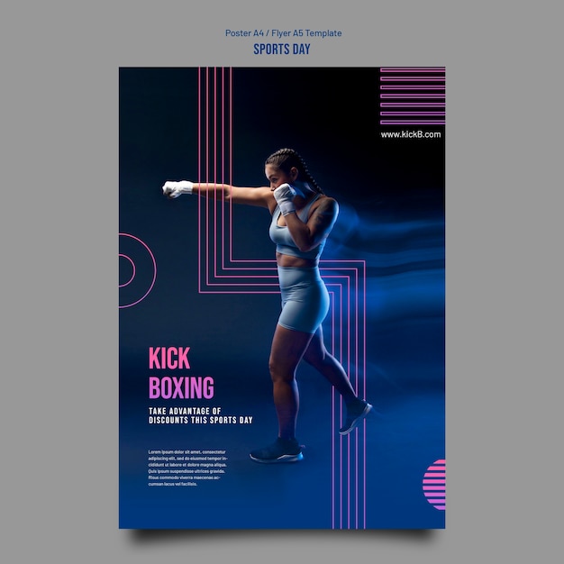 Free PSD kick boxing concept poster template