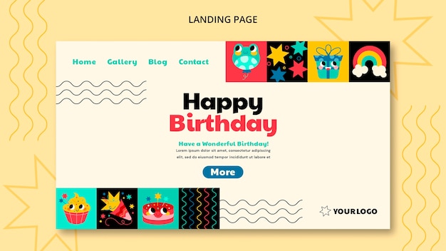 Free PSD kids birthday celebration landing page template