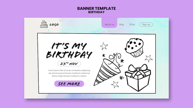 Kids birthday celebration landing page template