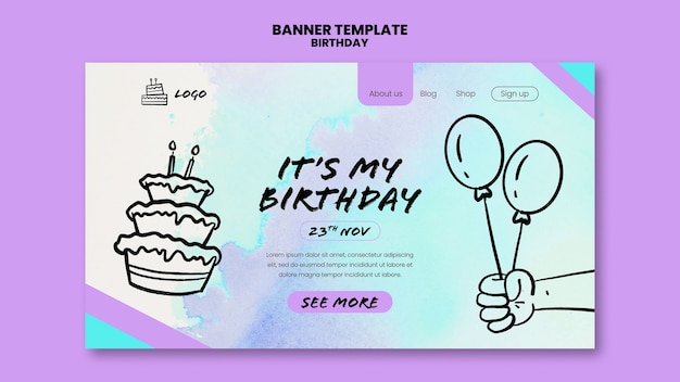 Kids birthday celebration landing page template