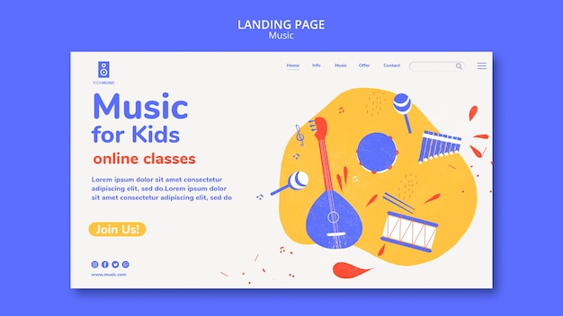 Kids music platform landing page template