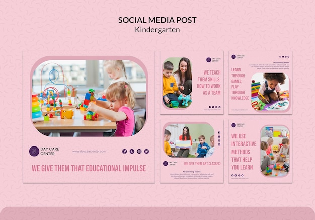 Free PSD kindergarten social media post template