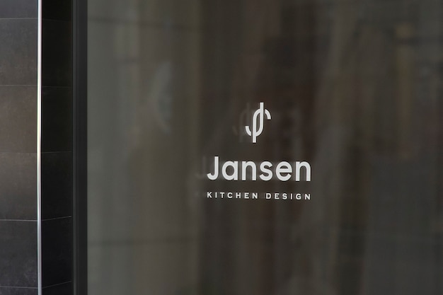 Free PSD kitchen design window sign logo mockup