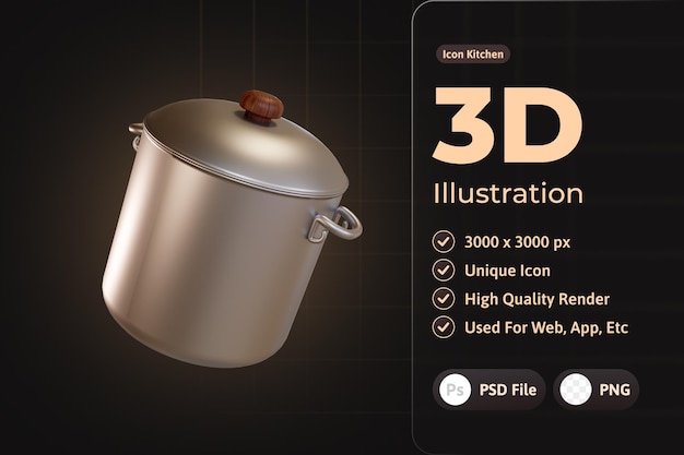 Free PSD kitchen icon pot 3d design