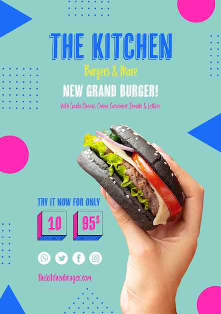 Free PSD kitchen menu with new burger template