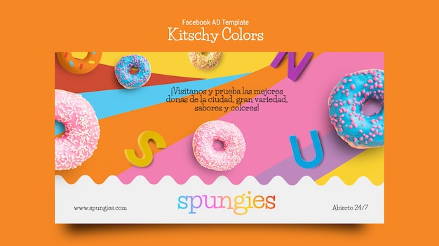 Kitschy colors design  facebook template