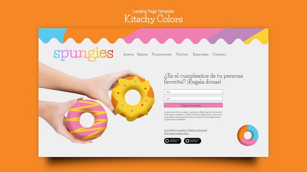 Free PSD kitschy colors design  landing page template