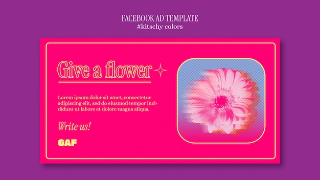 Kitschy colors flowers facebook template