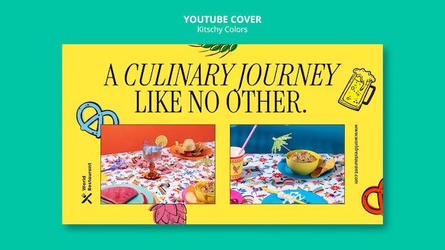 Free PSD kitschy colors food  youtube cover