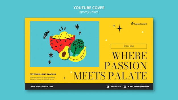 Free PSD kitschy colors food  youtube cover