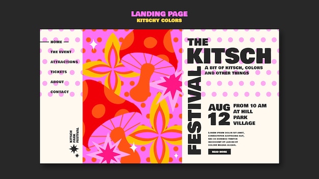 Free PSD kitschy colors landing page template