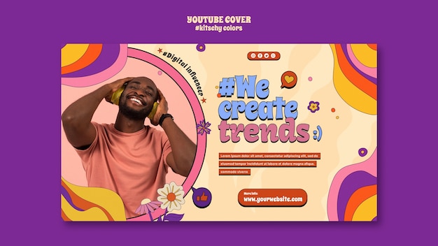 Free PSD kitschy colors style youtube cover