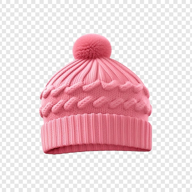 Free PSD knitted hat in pink color isolated on transparent background