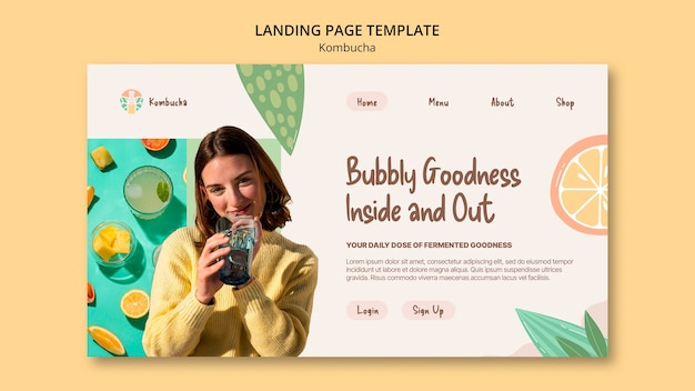 Free PSD kombucha template design