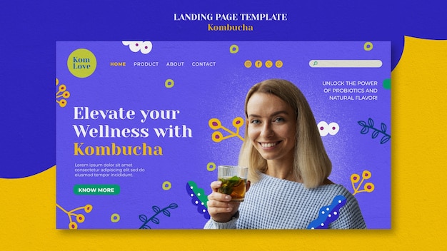 Free PSD kombucha template design