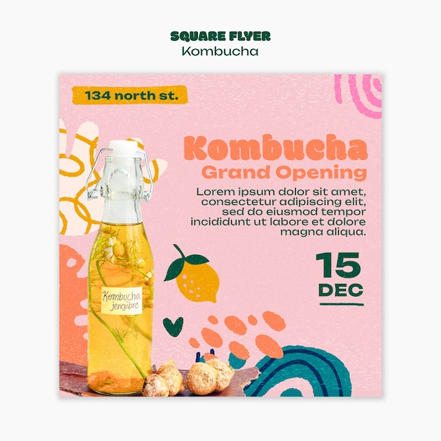 Free PSD kombucha template design