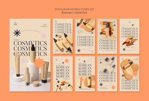 Free PSD korean beauty and skincare cosmetics instagram stories collection