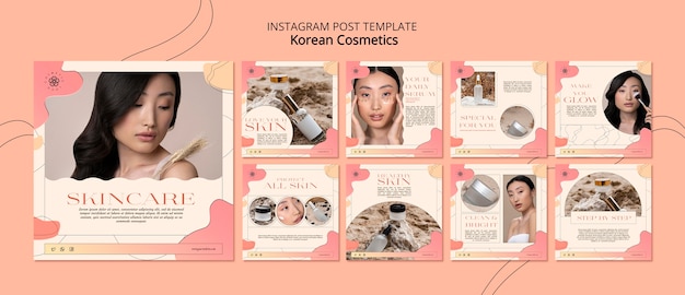 Free PSD korean cosmetics instagram posts template