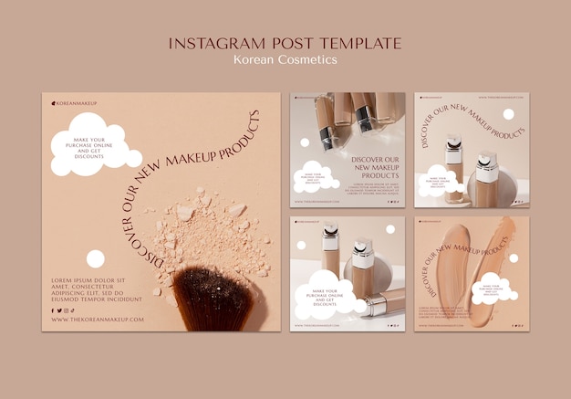 Free PSD korean cosmetics instagram posts template