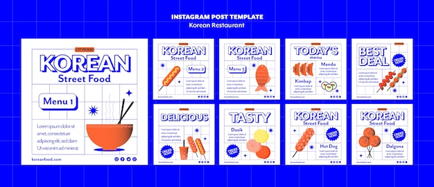 Free PSD korean food restaurant instagram posts template