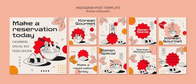 Free PSD korean food restaurant instagram posts