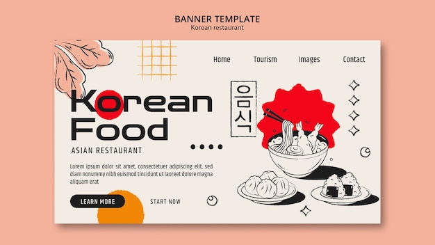 Free PSD korean food restaurant landing page