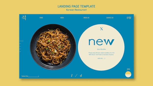 Free PSD korean food restaurant landing page