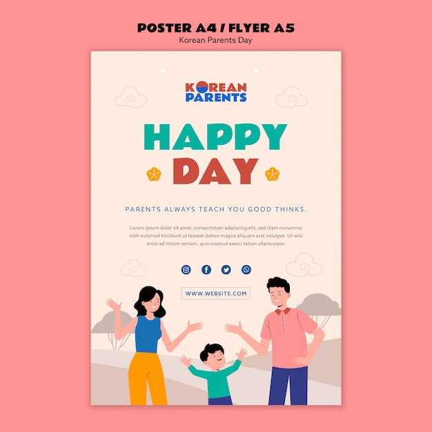 Free PSD korean parents day template design