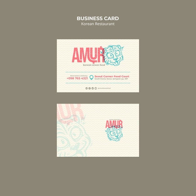 Korean restaurant business card template