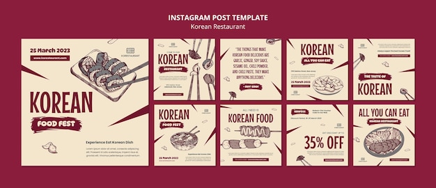 Korean restaurant instagram posts template