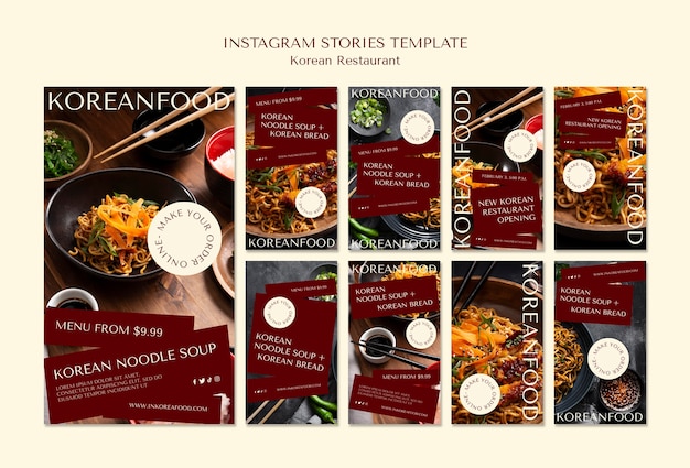 Free PSD korean restaurant instagram stories template