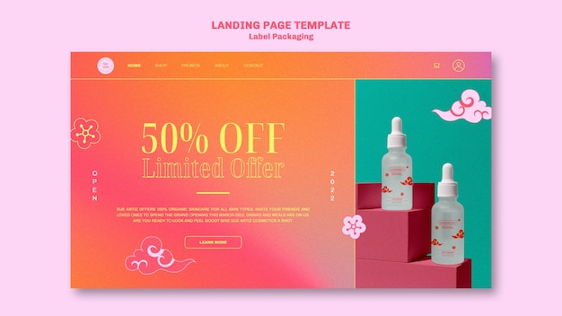 Free PSD label packaging landing page template