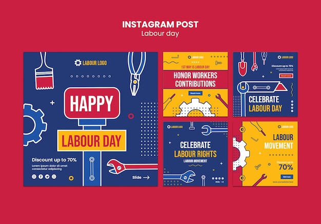 Free PSD labor day celebration instagram posts