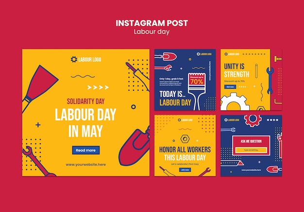 Free PSD labor day celebration instagram posts